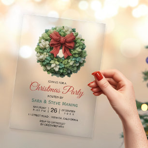 Eleganter moderner Kranz Weihnachtsfeier Acryleinladungen