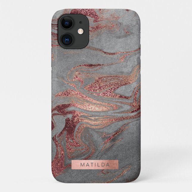 Eleganter, moderner Kupferbarsch-Rose-goldgrauer M Case-Mate iPhone Hülle (Rückseite)