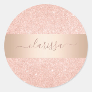 Eleganter moderner Kupfergold-Glitzer aus Rose Runder Aufkleber