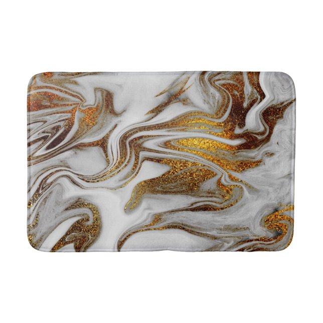 Eleganter moderner Kupfergold und weißer Marmor-Lo Badematte (Vorderseite)
