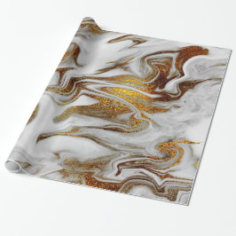 Eleganter moderner Kupfergold und weißer Marmor-Lo Geschenkpapier