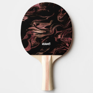 Eleganter, moderner Kupferstich aus Rose mit goldf Tischtennis Schläger