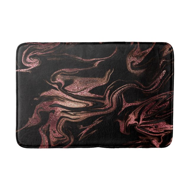 Eleganter, moderner Kupferstich-Rose-Goldgold-Marm Badematte (Vorderseite)