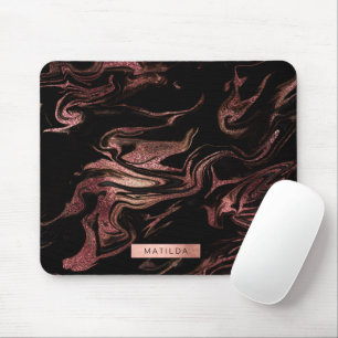 Eleganter, moderner Kupferstich-Rose-Goldgold-Marm Mousepad