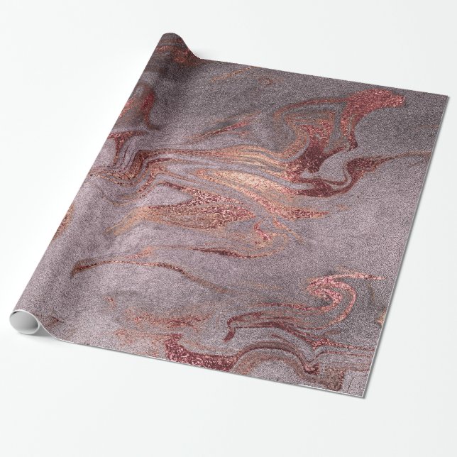 Eleganter, moderner Kupferstich-Rose mit lila Marm Geschenkpapier (Ungerollt)