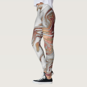 Eleganter, moderner Kupferstich-Rose mit weißem Ma Leggings