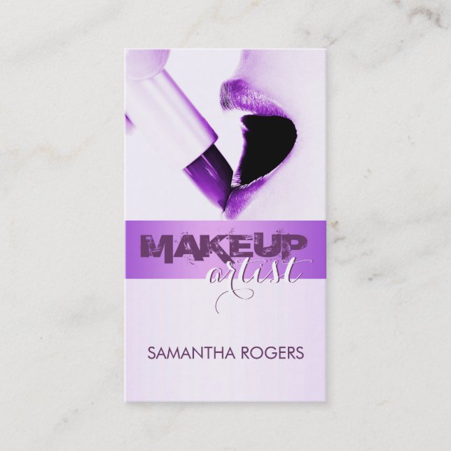 Eleganter moderner Lila Makeup Artist Visitenkarte (Vorderseite)