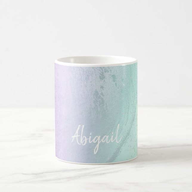Eleganter, moderner, lila und minter Glitzer-Marmo Kaffeetasse (Mittel)