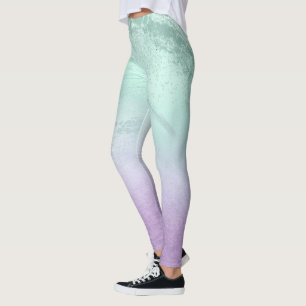 Eleganter, moderner, lila und minter Glitzer-Marmo Leggings