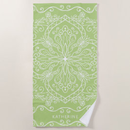 Eleganter moderner Limettengrün Individuelle Name  Strandtuch