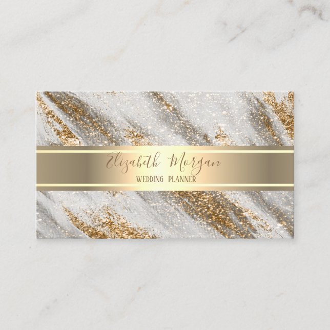 Eleganter, moderner Luxus Gold Glitzer, Goldstreif Visitenkarte (Vorderseite)
