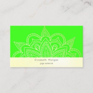 Eleganter moderner Mandala Neon Grün Visitenkarte