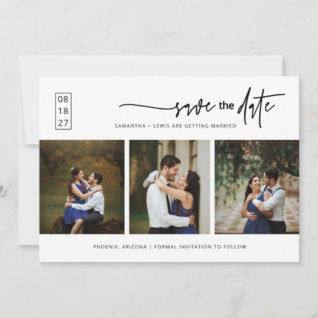 Eleganter moderner Minimal-Save the Date QR-Code f Einladung (Vorderseite)