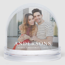 Eleganter moderner Minimal | Weihnachts-Couple-Fot Schneekugeln