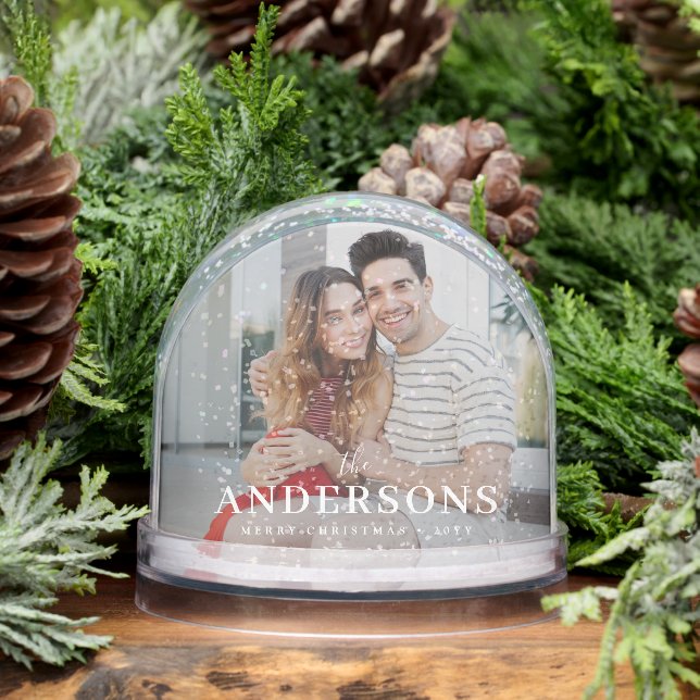 Eleganter moderner Minimal | Weihnachts-Couple-Fot Schneekugeln (Winter)