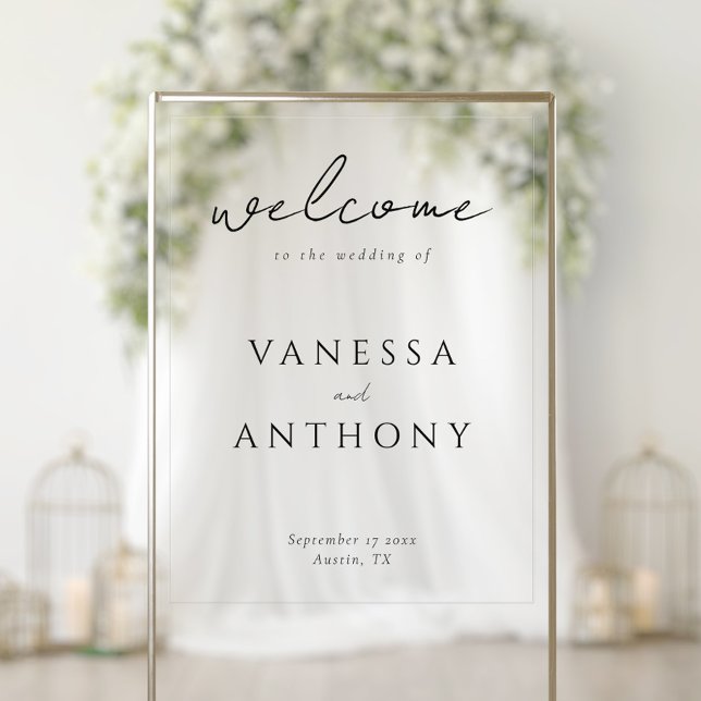 Eleganter, moderner Minimalistischer Hochzeitsempf Acrylschild (Von Creator hochgeladen)