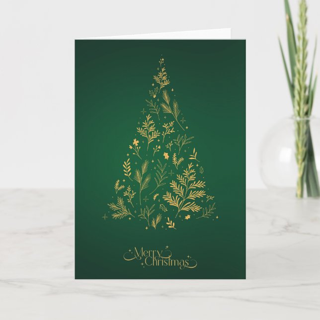 Eleganter moderner Minimalistischer Weihnachtsbaum Karte (Vorderseite)