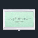Eleganter moderner Minzgrün-Glitzer-Makeup-Künstle Visitenkarten Dose<br><div class="desc">Modernes Design mit Imitaten minzgrünen Glitzer Textur mit elegantem kalligraphischen Schriftart.</div>