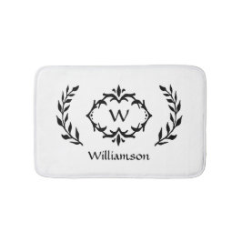 Eleganter Moderner Mit Monogramm Kranz Schwarz-wei Badematte