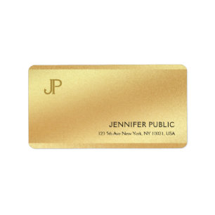 Eleganter moderner Monogram Glam Shiny Gold Schlic Adressaufkleber