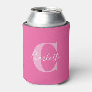 Eleganter moderner Monogramm-Name in Hot Pink Dosenkühler