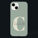 Eleganter moderner Monogrammname in Sage Green Case-Mate iPhone 14 Hülle<br><div class="desc">Einfache Personalisierte Monogramm und Name in Sage Green Case-Mate iPhone 14 Fall</div>