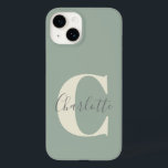 Eleganter moderner Monogrammname in Sage Green Case-Mate iPhone 14 Hülle<br><div class="desc">Einfache Personalisierte Monogramm und Name in Sage Green Case-Mate iPhone 14 Fall</div>