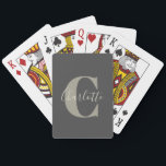 Eleganter moderner Monogrammname in Schwarz-Grau Spielkarten<br><div class="desc">Einfache Personalisierte Monogramm und Name in Schwarz-Grau-Spielkarten</div>