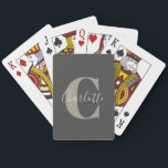 Eleganter moderner Monogrammname in Schwarz-Grau Spielkarten<br><div class="desc">Einfache Personalisierte Monogramm und Name in Schwarz-Grau-Spielkarten</div>