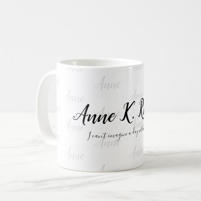 eleganter moderner Name Schwarz-weiß Kaffeetasse (Vorderseite Links)