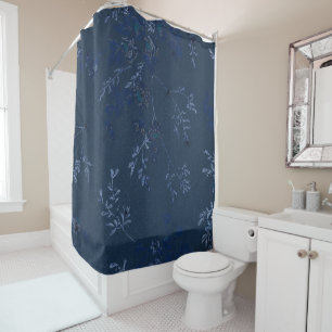 ELEGANTER MODERNER NAVY BLUE FLORAL DUSCHKURTAR DUSCHVORHANG