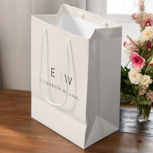 Eleganter moderner neutraler Minimalistischer Mono Mittlere Geschenktüte
