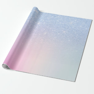Eleganter, moderner, ombre blauer Glitzer Regenbog Geschenkpapier
