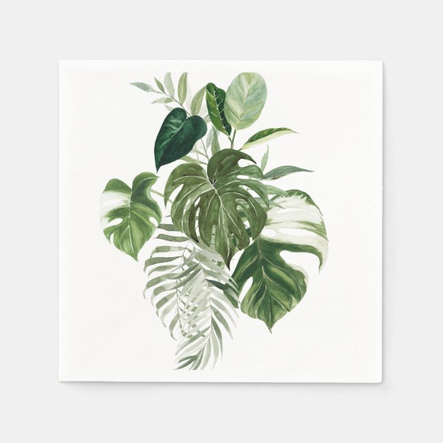 Eleganter, moderner Palm Grüne Blätter tropischer  Serviette (Vorderseite)