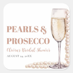 Eleganter Moderner Perlen- und Prosecco-Brautjungf Quadratischer Aufkleber