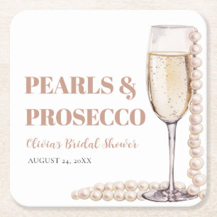 Eleganter moderner Perlen- und Prosecco-Brautjungf Rechteckiger Pappuntersetzer