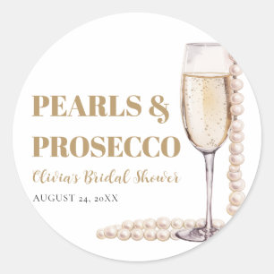 Eleganter Moderner Perlen- und Prosecco-Brautjungf Runder Aufkleber
