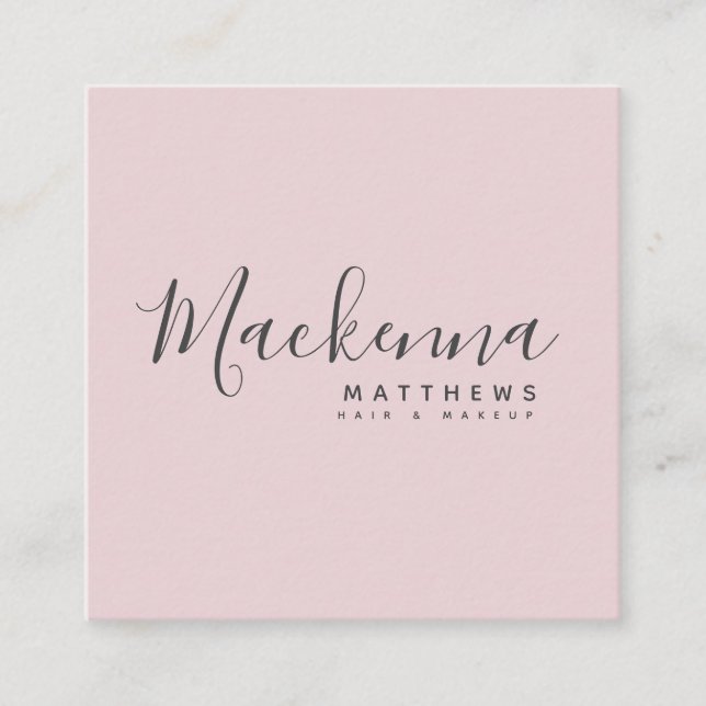 Eleganter moderner Personalisierter Name Rosa Salo Quadratische Visitenkarte (Vorderseite)