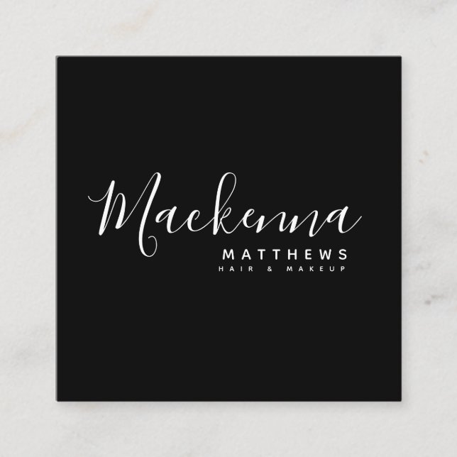 Eleganter, moderner Personalisierter Name Schwarze Quadratische Visitenkarte (Vorderseite)