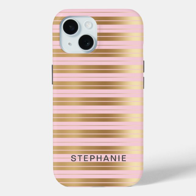 Eleganter, moderner Personalisierter Rosa- und Gol Case-Mate iPhone Hülle (Rückseite)