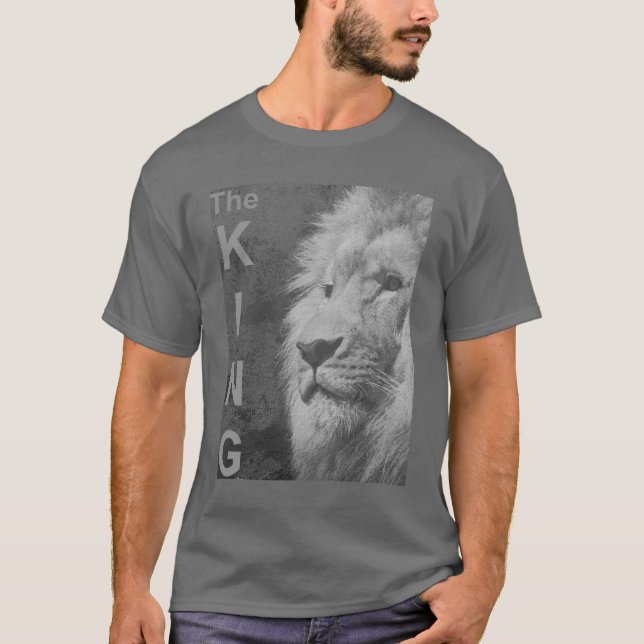 Eleganter Moderner Pop Art Lion Kopf Template Mens T-Shirt (Vorderseite)