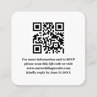 Eleganter, moderner QR-Code für einfache Hochzeite Begleitkarte
