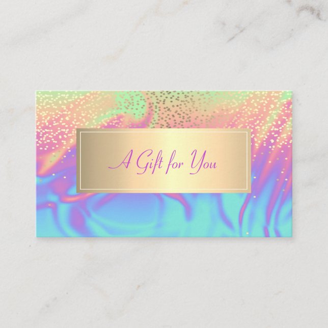 Eleganter moderner Rahmen Confetti Ombre Holograph Rabattkarte (Vorderseite)