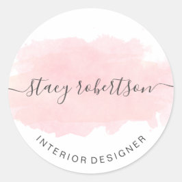 Eleganter moderner, rosa Aquarelldesigner Runder Aufkleber