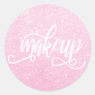 Eleganter moderner Rosa Rosa-Gold-Glitzer-Make-up Runder Aufkleber