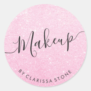 Eleganter moderner Rosa Rosa-Gold-Glitzer-Make-up Runder Aufkleber