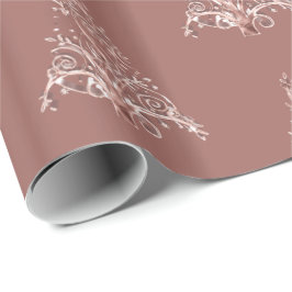Eleganter moderner rosa Rosen-Goldweihnachtsbaum Geschenkpapier