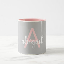Eleganter, moderner rosafarbener Monogramm-Name Zweifarbige Tasse
