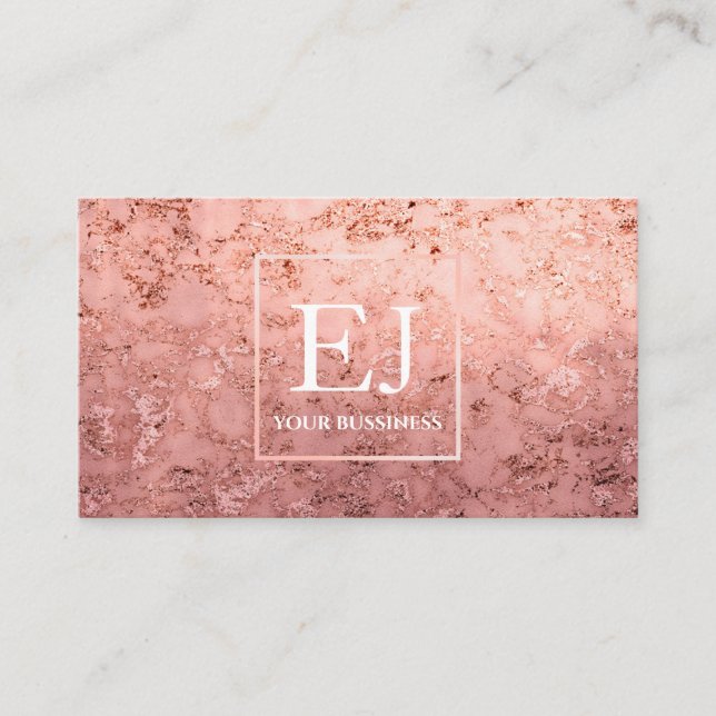 Eleganter, moderner Rose mit Gold und rosa Marmor Visitenkarte (Vorderseite)