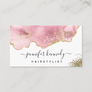 Eleganter moderner schicker Gold Glitzer Rosa Agat Visitenkarte
